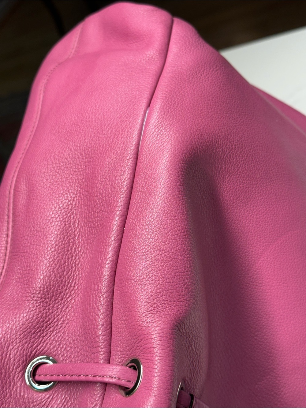 Coach Avery Fuchsia Pebbled Leather Drawstring Bucket Bag - Picture 8 of 15